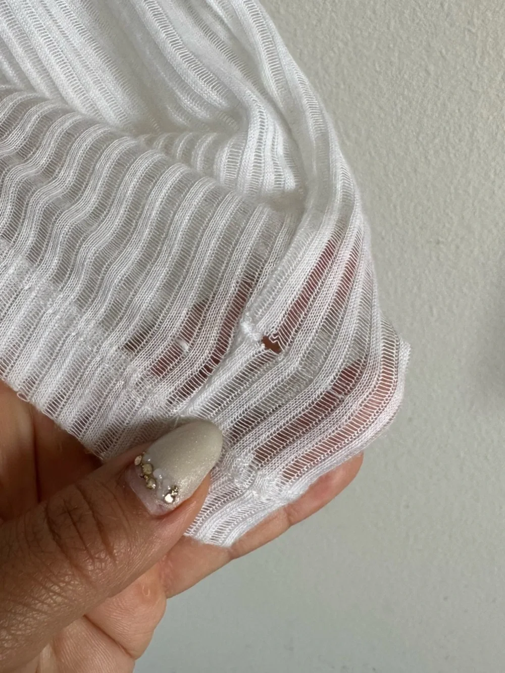 Free People White Ribbed Long Sleeve